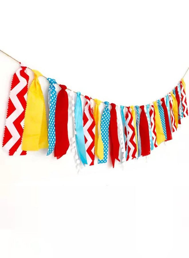 CROWNOS Carnival Decorations for Canival Party, Fabric Red Yellow Blue Banner Garland Backdrop for Circus Theme Party Decor - Image 2